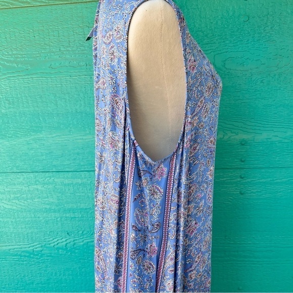 J Jill Sleeveless Flowy V-NECK MAXI Dress Blue Multi Paisley Print Size 2X NWT - Picture 5 of 6